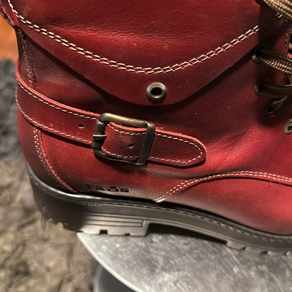NWT TAOS WOMENS GUSTO RED LEATHER COMBAT BOOTS - Picture 6 of 12